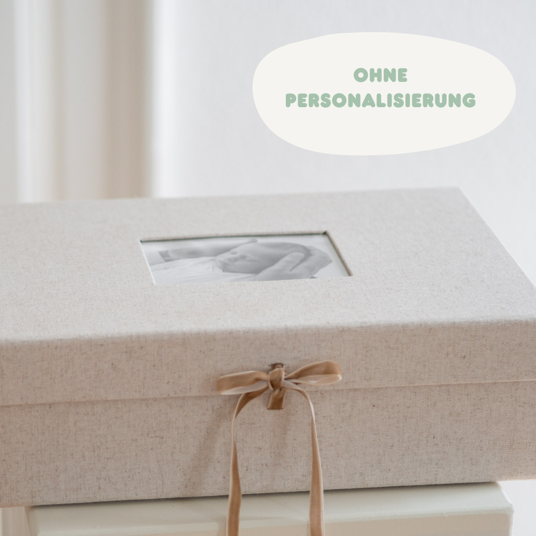 Hochwertige große Erinnerungsbox - Leinen - Baby Erinnerungsbox