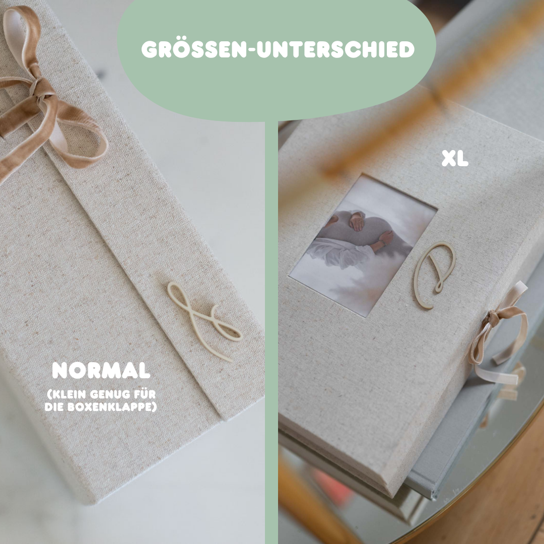 Personalisierte Erinnerungsbox - XL Baby Erinnerungsbox aus Leinen - MONOGRAM