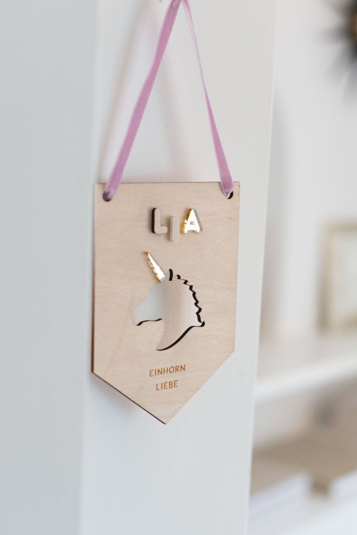 Wimpel Kinderzimmer Einhorn – EINHORN LIEBE – Wanddeko Einhörner