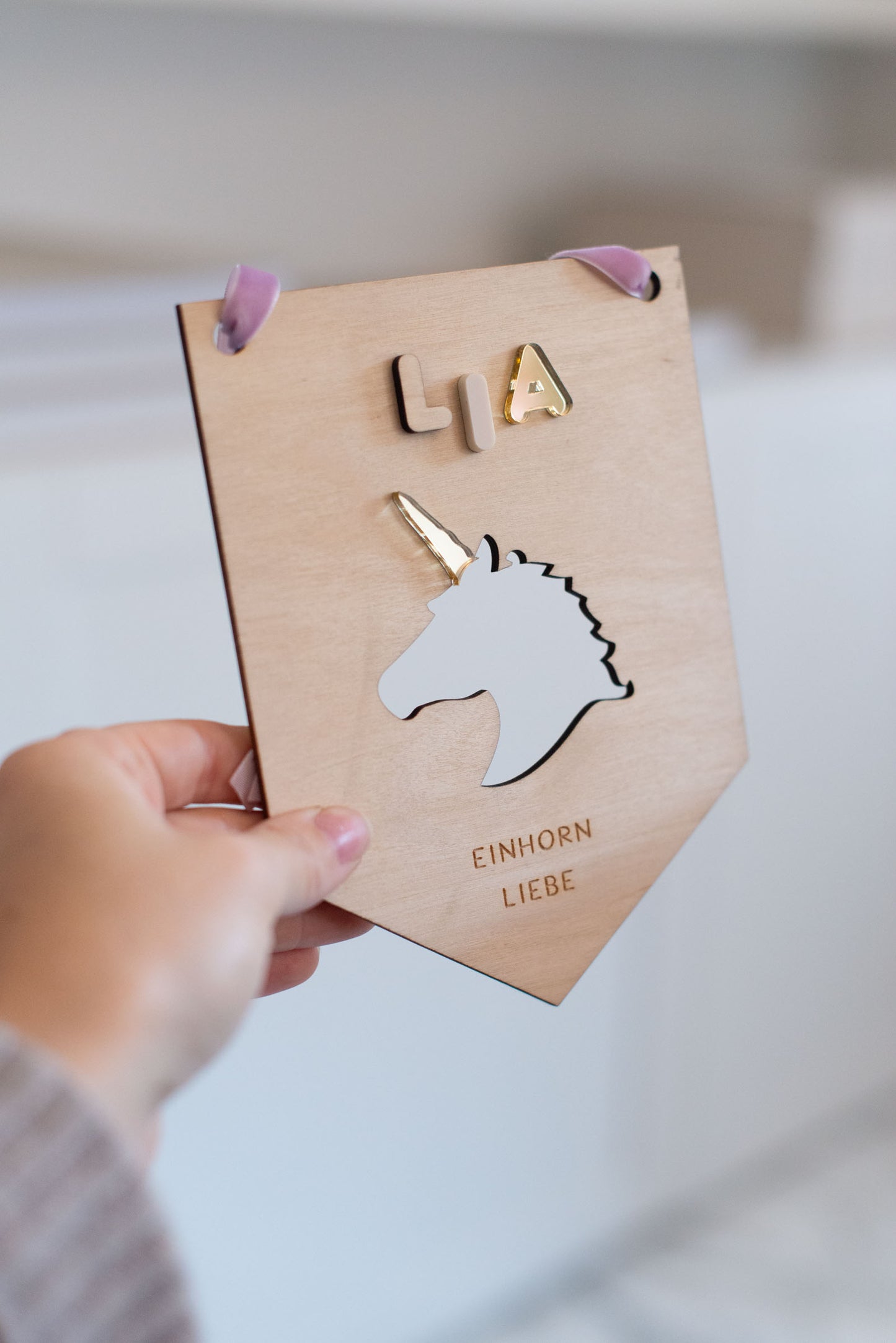Wimpel Kinderzimmer Einhorn – EINHORN LIEBE – Wanddeko Einhörner