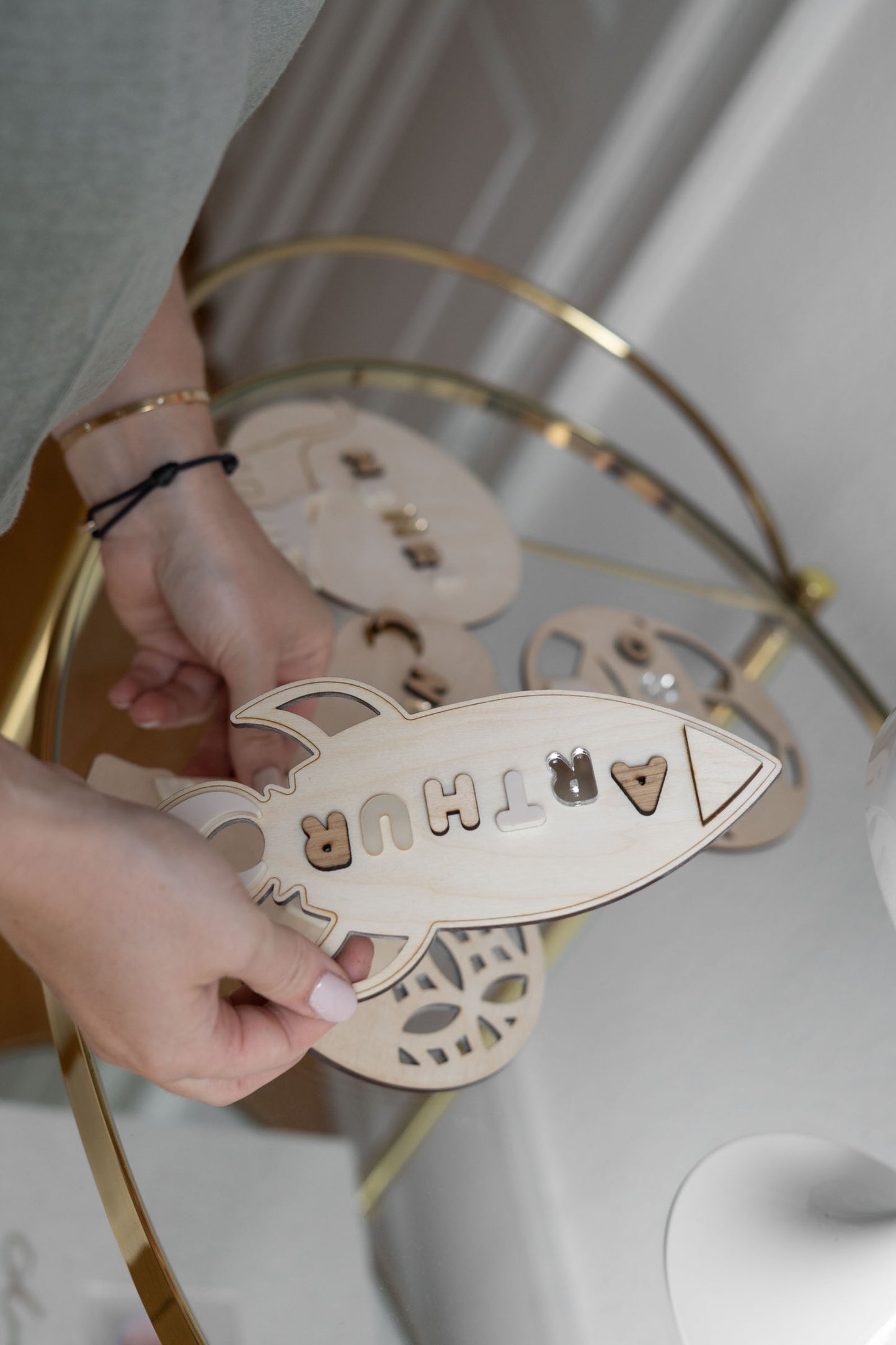 Türschild fürs Kinderzimmer mit 3D-Namen - Namensschild Baby - RAKETE