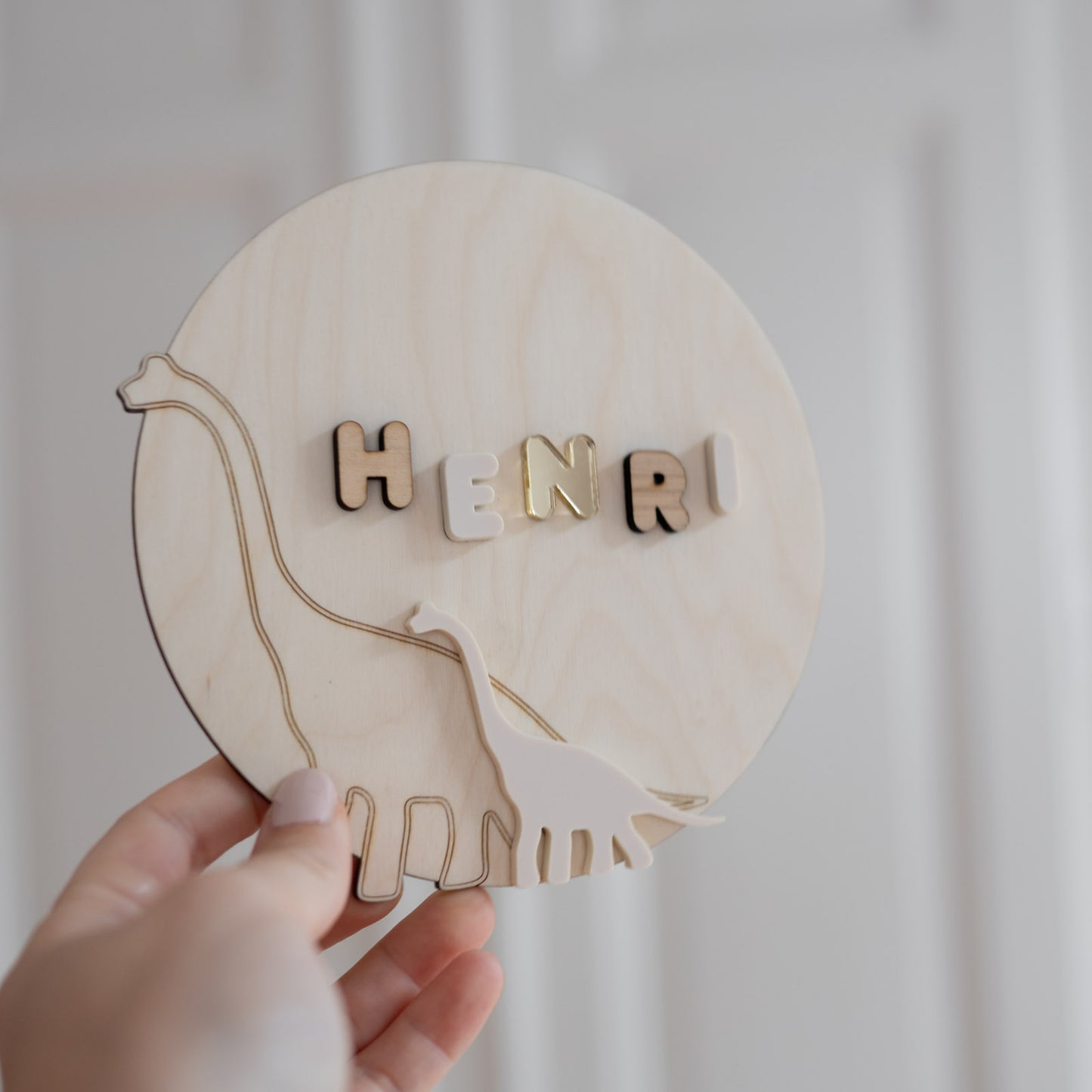 Türschild fürs Kinderzimmer mit 3D-Namen - Namensschild Baby - DINO