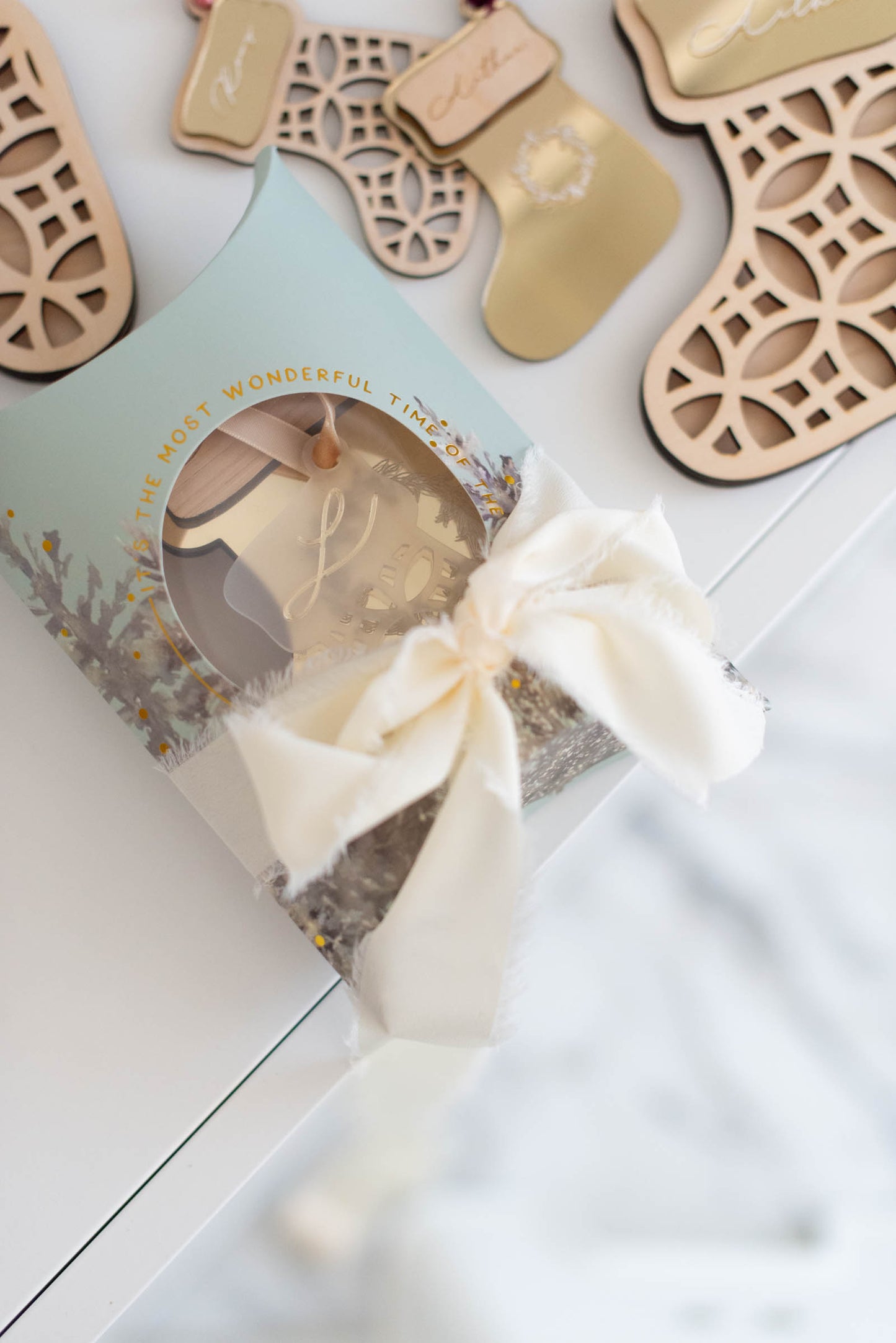 Geschenkverpackung Weihnachten Wald - SET 5 STÜCK - Kissenschachtel, Faltschachtel