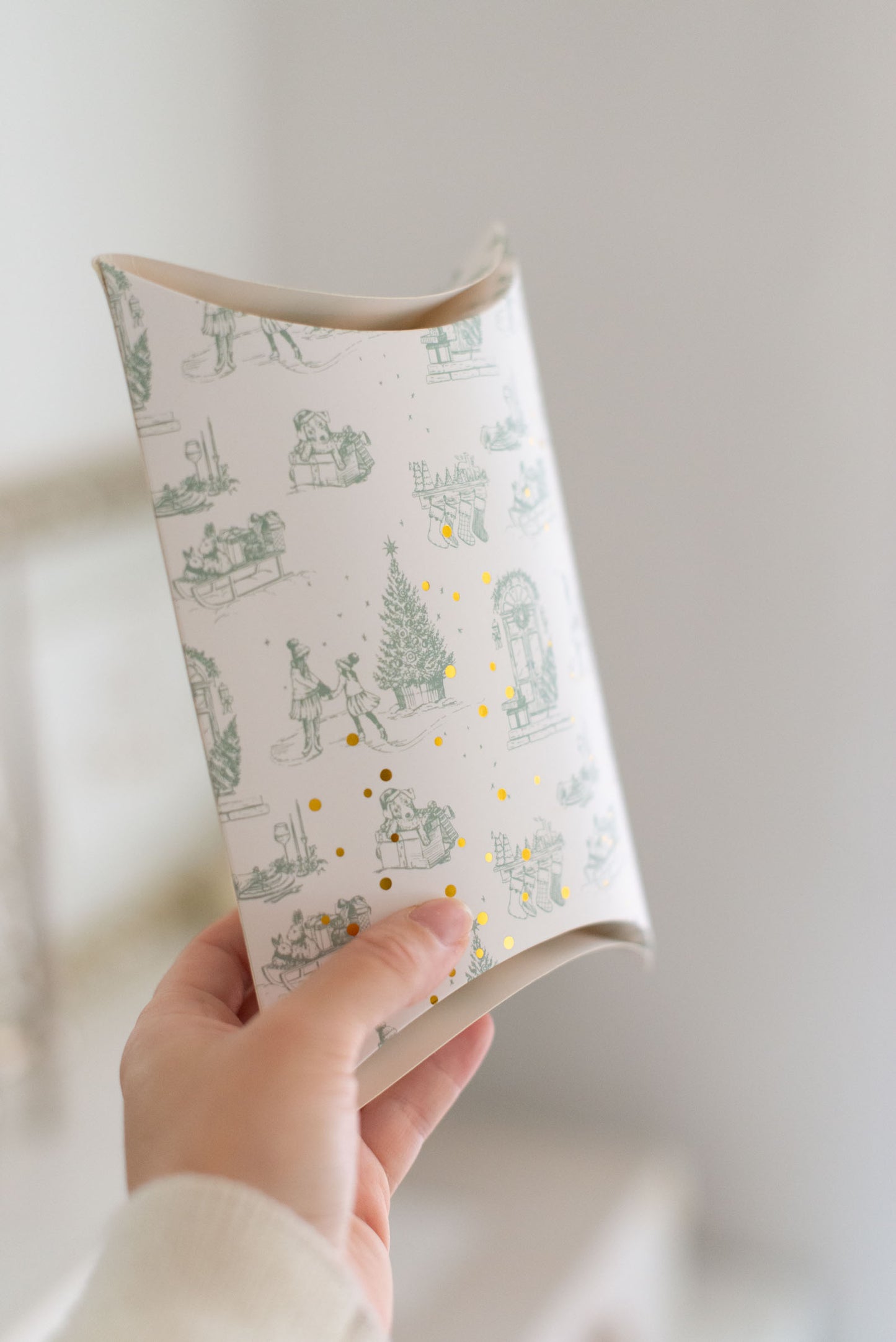 Geschenkverpackung Weihnachten Vintage - SET 5 STÜCK - Kissenschachtel, Faltschachtel