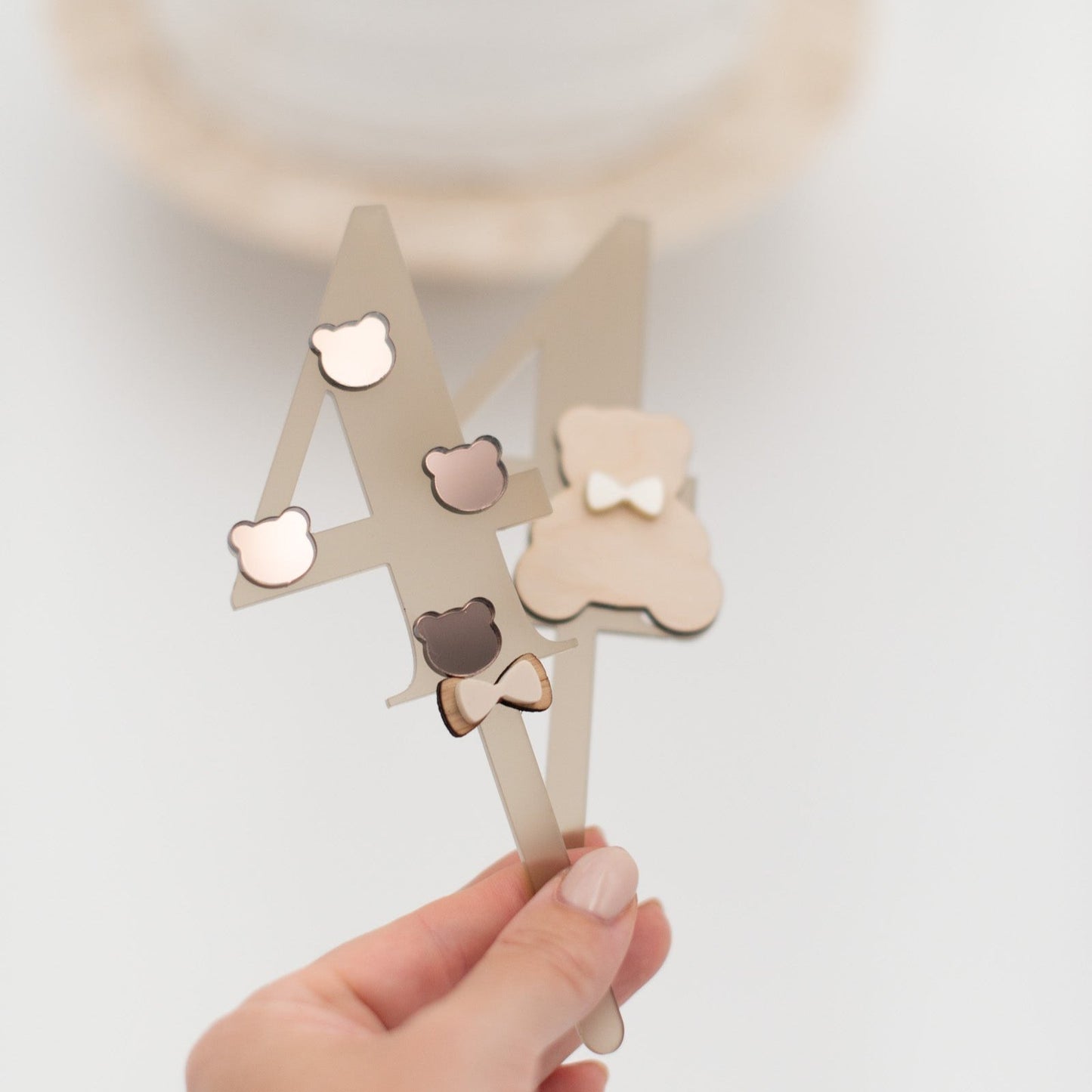 Caketopper Zahlen Bärchen Spiegel - Teddy Deko Erster Geburtstag - Kuchendeko Teddybär