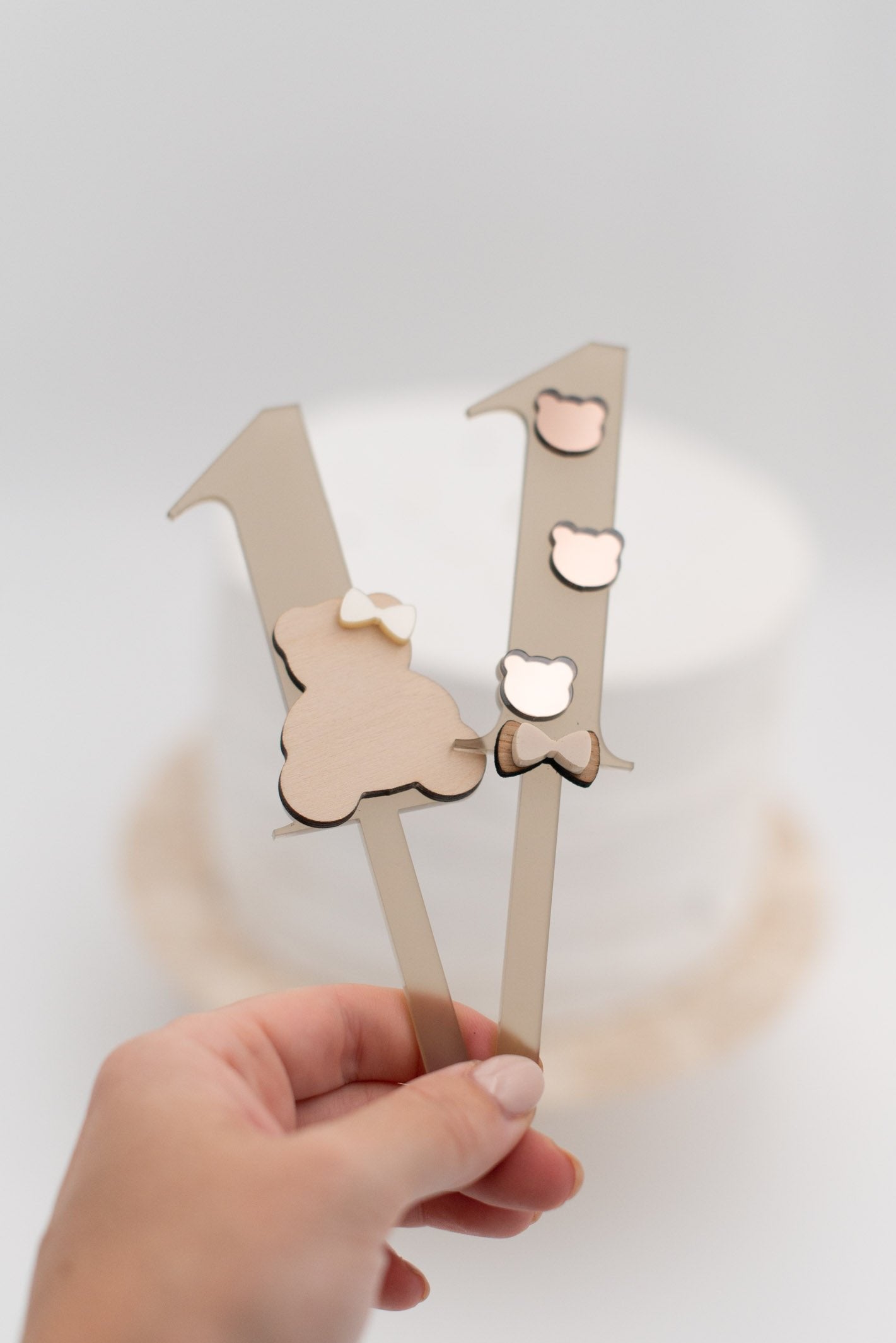 Caketopper Zahlen Bärchen Holz - Teddy Deko Erster Geburtstag - Kuchendeko Teddybär