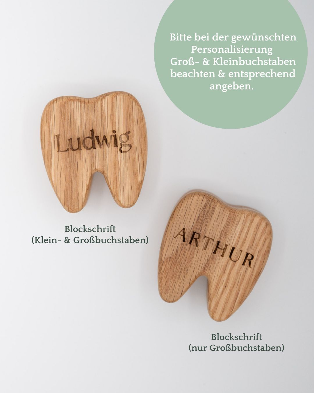 Kinder Zahnbox aus Eiche – personalisierte Milchzahndose mit Namen