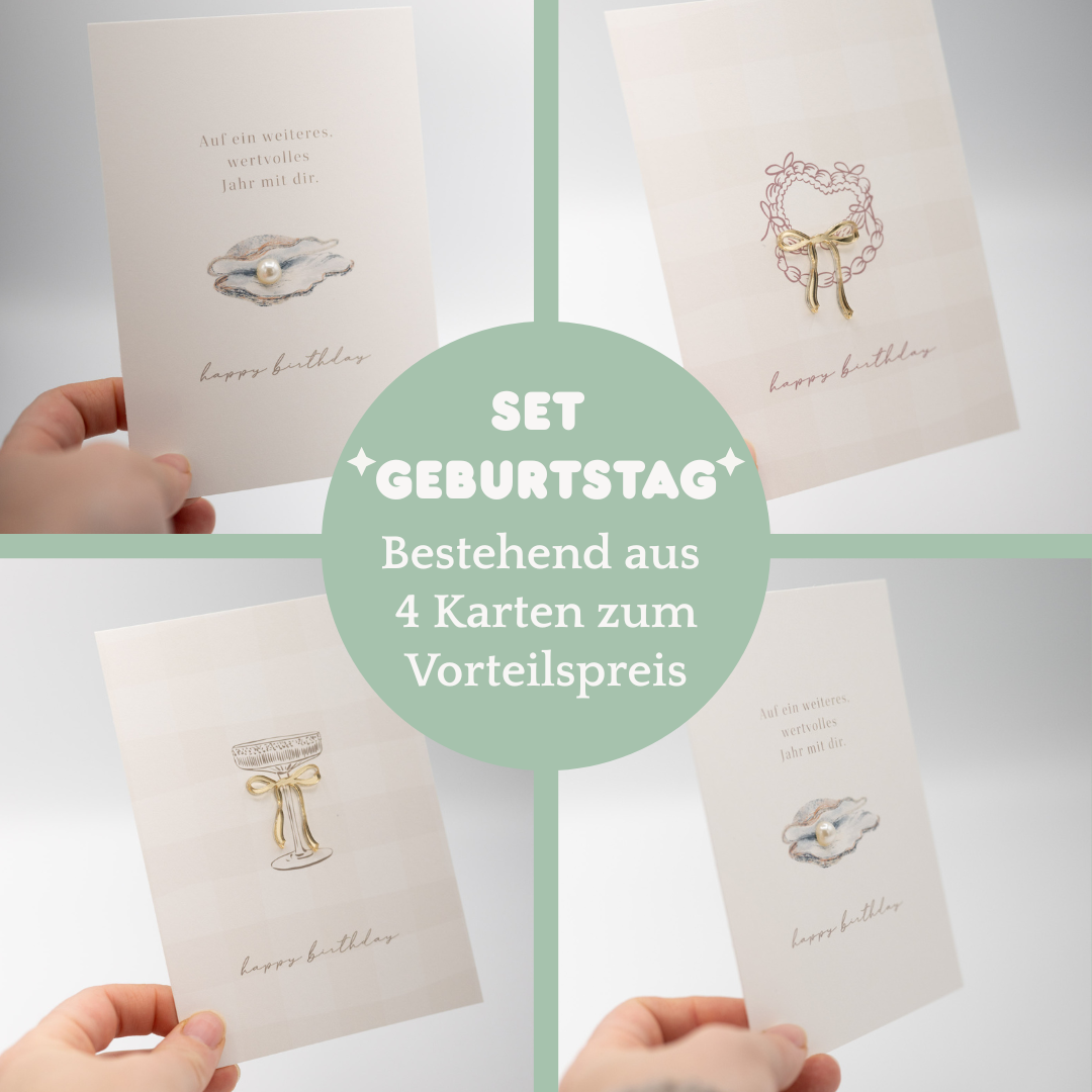 Hochwertige 3D Karten - 4er SET GEBURTSTAG