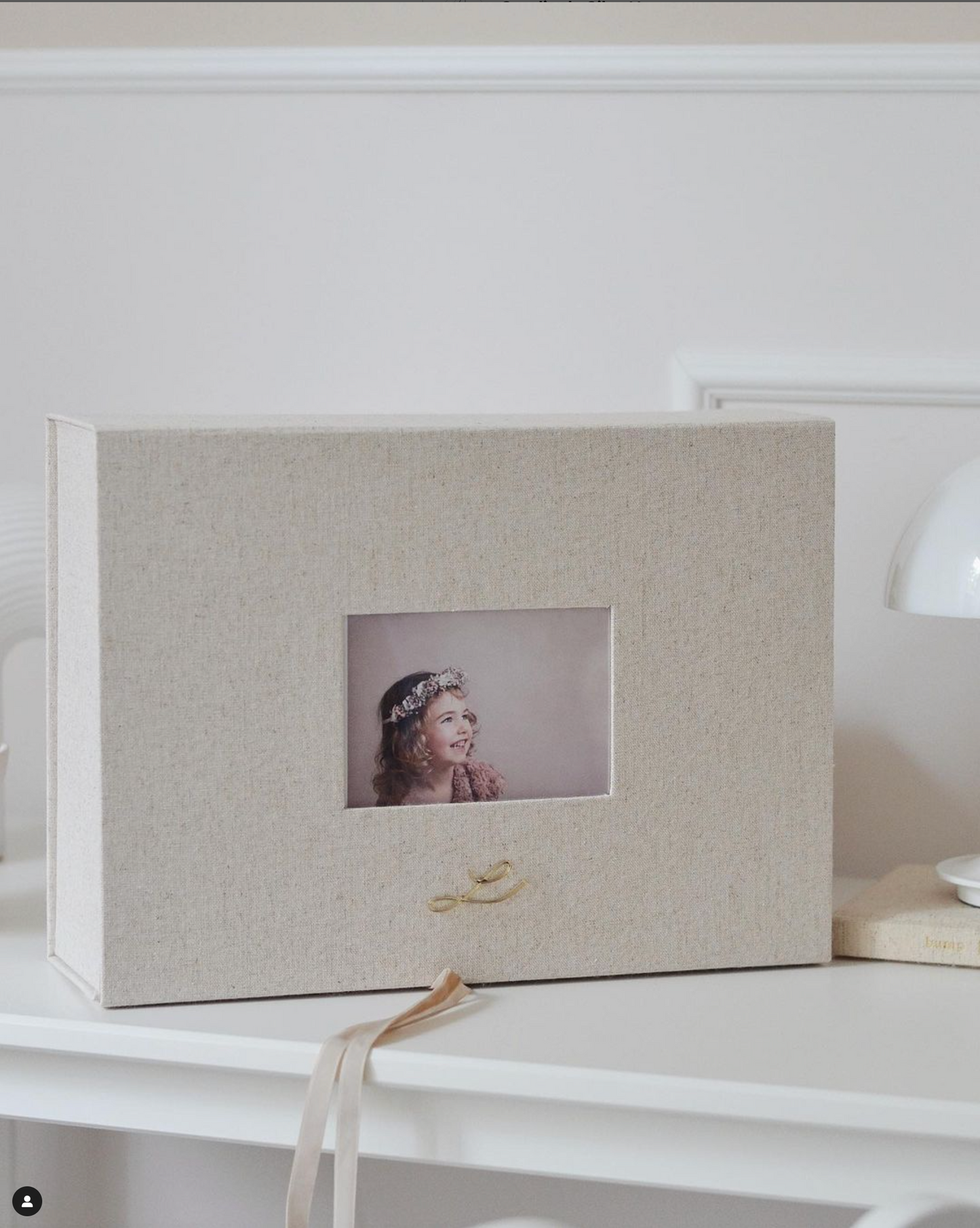 Personalisierte Erinnerungsbox - XL Baby Erinnerungsbox aus Leinen - MONOGRAM