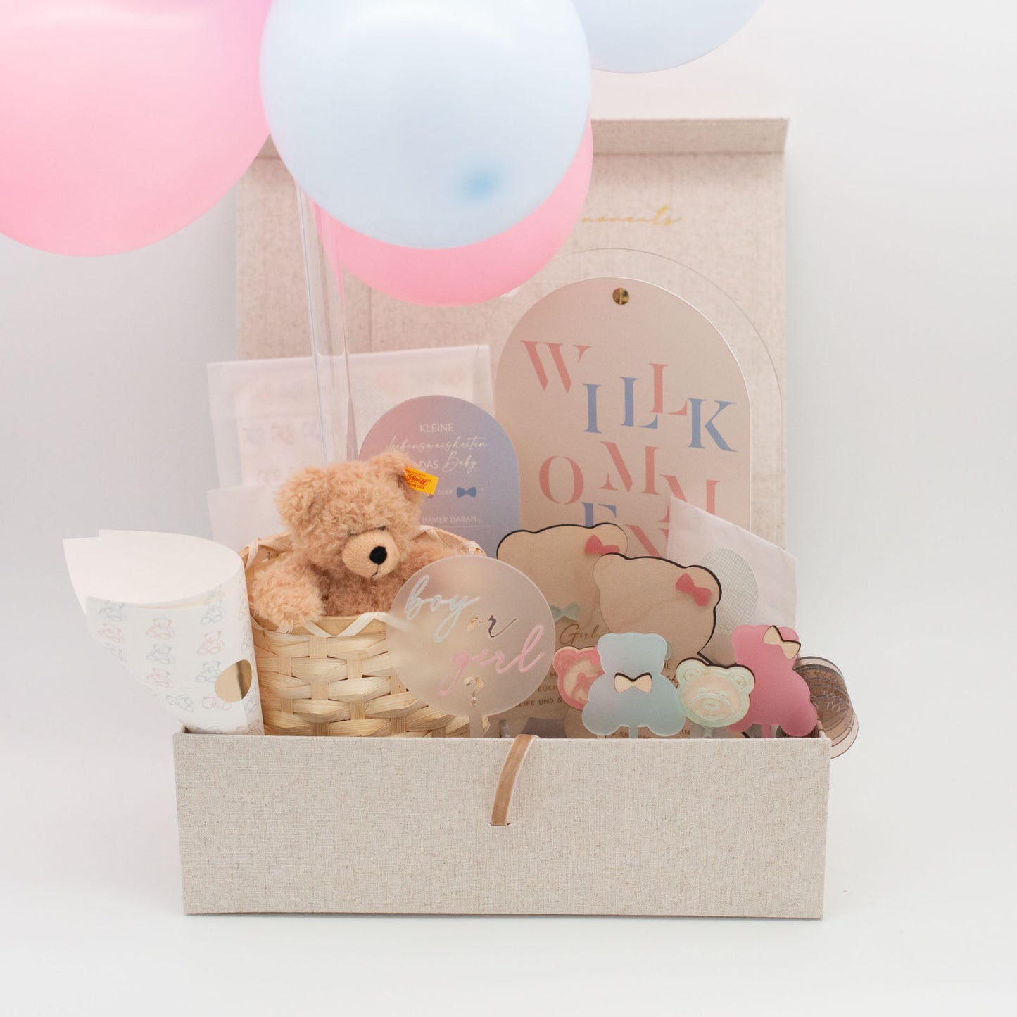 Gender Reveal Set - Mama Bear BOX inkl. Dekoset