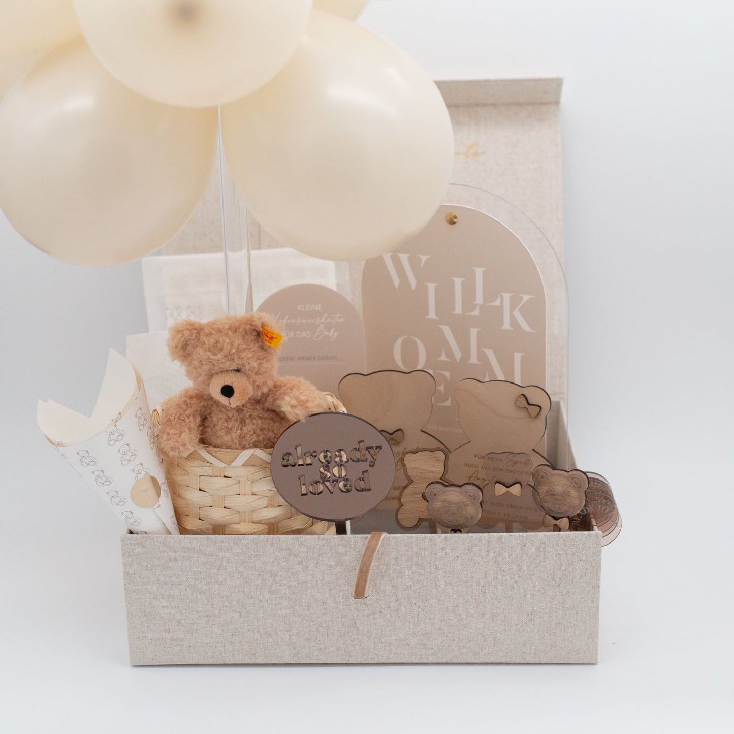 Babyparty Set - Mama Bear - BOX inkl. Dekoset