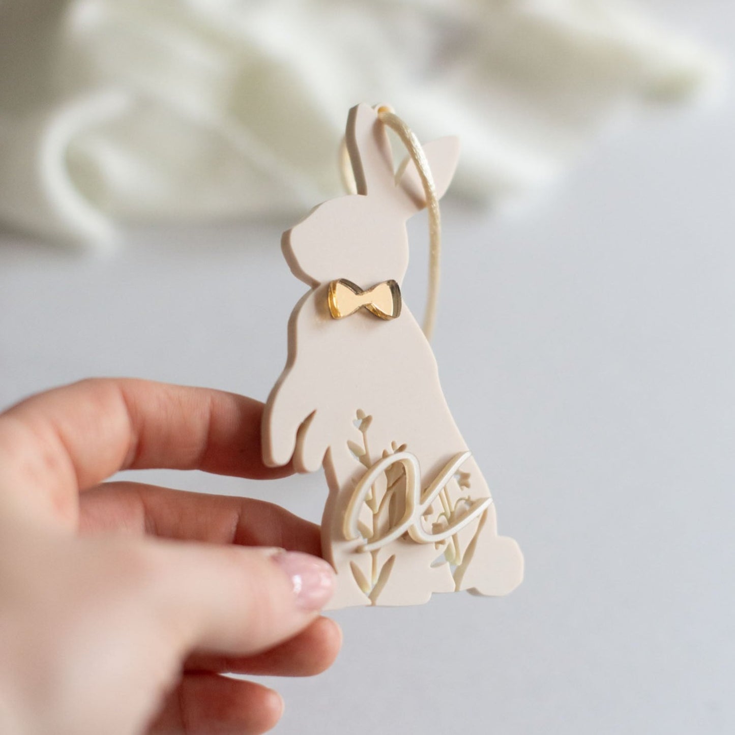 Osteranhänger HASE mit BUCHSTABEN - Personalisiert 4mm Acrylglas - Oster Dekoration für den Kinder Osterkorb