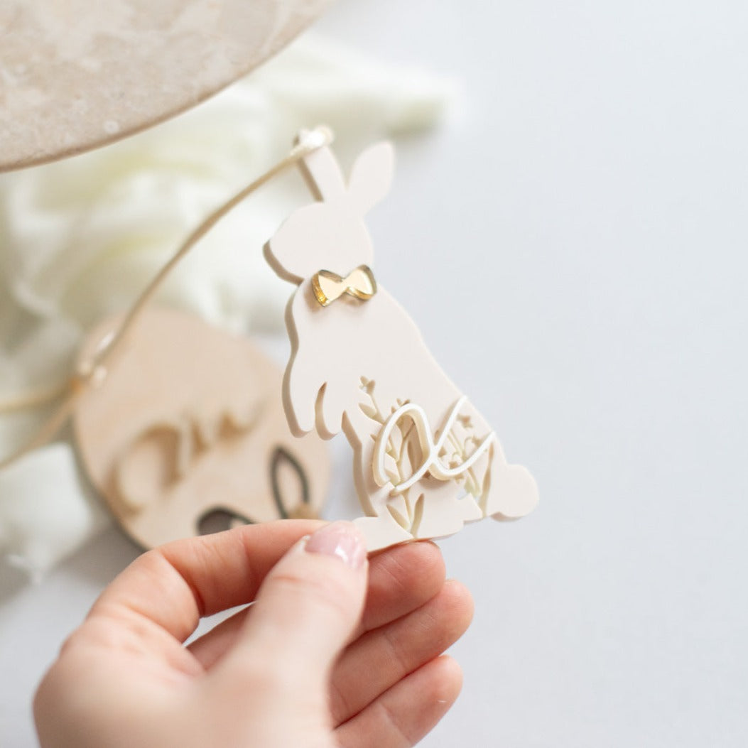 Osteranhänger HASE mit BUCHSTABEN - Personalisiert 4mm Acrylglas - Oster Dekoration für den Kinder Osterkorb