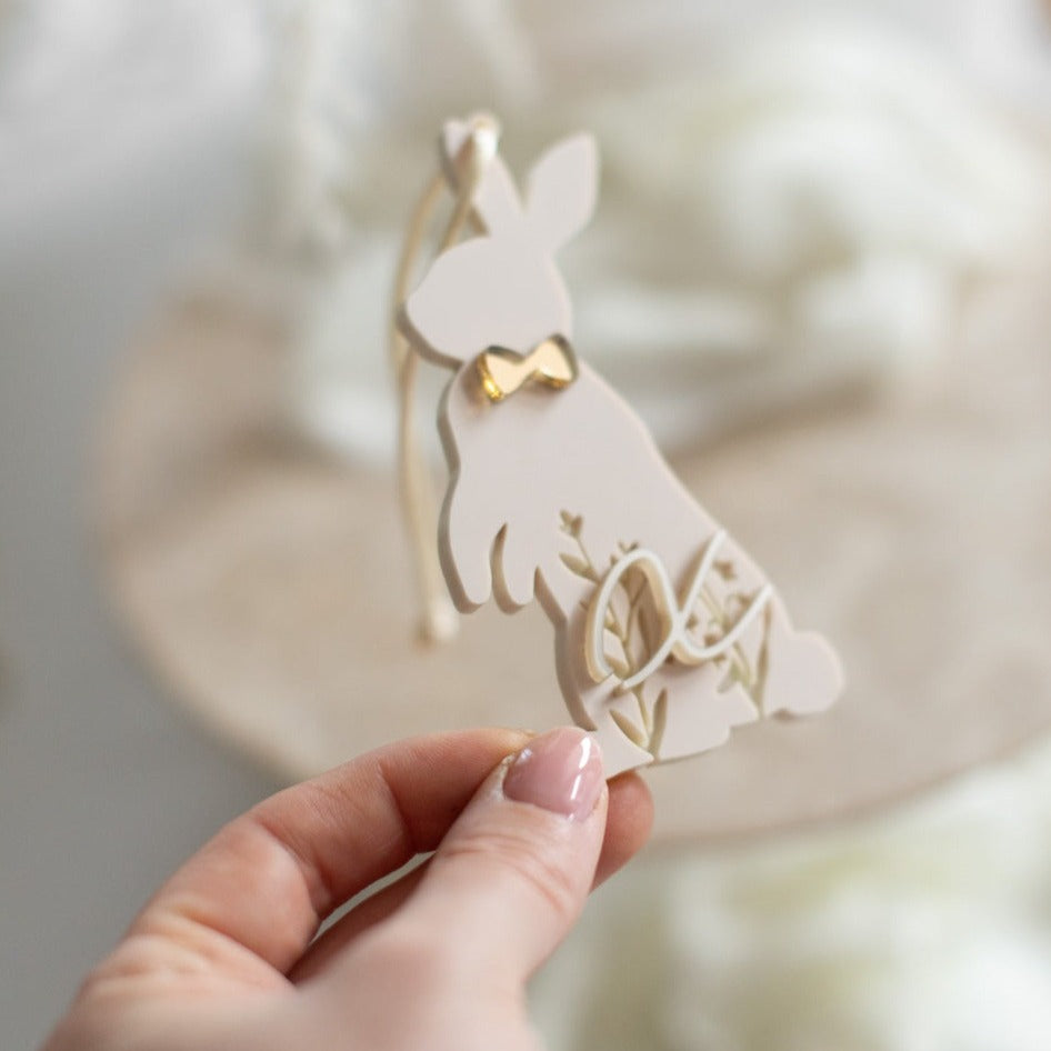 Osteranhänger HASE mit BUCHSTABEN - Personalisiert 4mm Acrylglas - Oster Dekoration für den Kinder Osterkorb