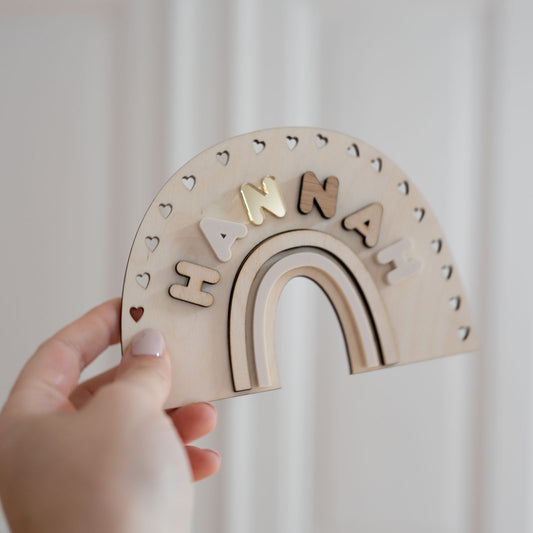 Türschild fürs Kinderzimmer mit 3D-Namen - Namensschild Baby - REGENBOGEN