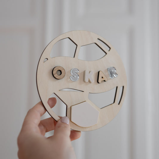 Türschild fürs Kinderzimmer mit 3D-Namen - Namensschild Baby - FUSSBALL