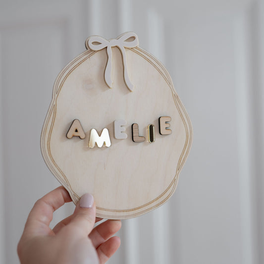 Türschild fürs Kinderzimmer mit 3D-Namen - Namensschild Baby - SCHLEIFE