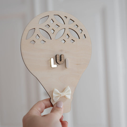 Türschild fürs Kinderzimmer mit 3D-Namen - Namensschild Baby - HEISSLUFTBALLON