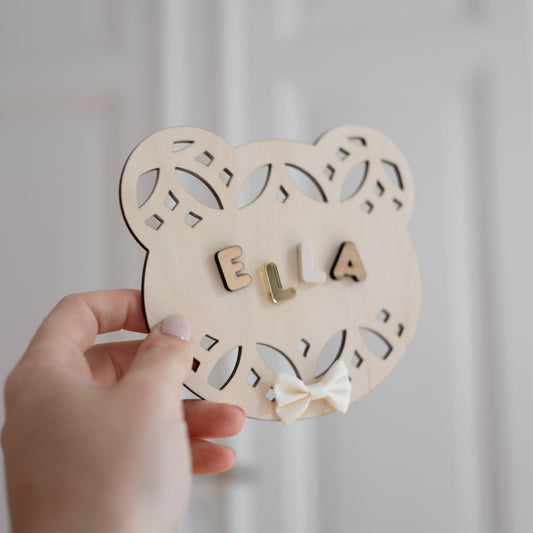 Türschild fürs Kinderzimmer mit 3D-Namen - Namensschild Baby - BÄR