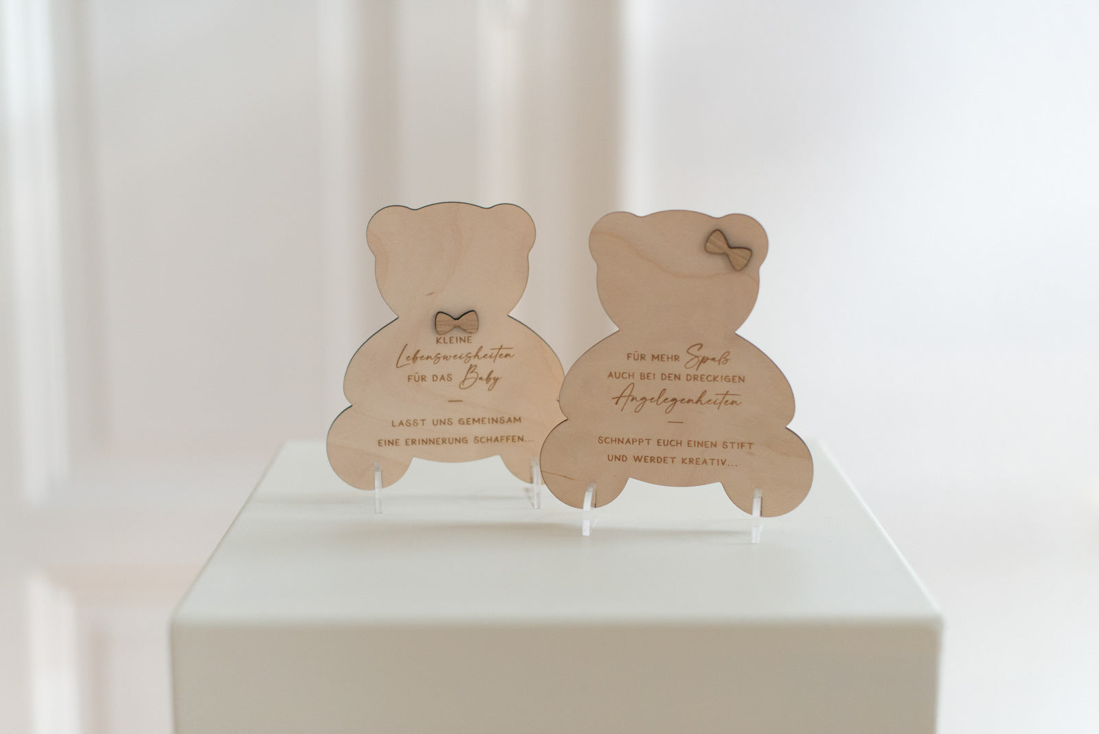 Babyparty Spiele Aufsteller für Gästebuchkarten in Form eines Teddybären aus Holz